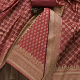 Koskii Pink & Gold-Toned Art Silk Unstitched Dress Material-picture-32