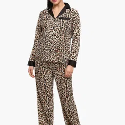 fuchsia PRETTY LOVING THING Women Animal Printed Shirt and Pyjama Night suit-picture-27