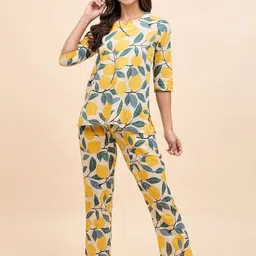 MABISH by Sonal Jain Women Printed Pure Cotton Shirt and Pyjamas Night suit-image-36