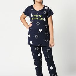 Zeyo Girls Conversational Printed Pure Cotton Night Suit-picture-4