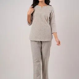FERANOID Geometric Printed Pure Cotton Night Suit-picture-12