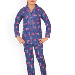 BURBN Girls Conversational Printed Cotton Night suit-picture-19