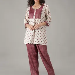 NIGHTSPREE Women Red & White Printed Night suit-image-58