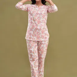 FERANOID Floral Printed Pure Cotton Night suit-image-82