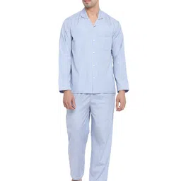 shopbloom Striped Lapel Collar Pure Cotton Shirt With Pyjamas-picture-27