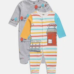 MINI KLUB Boys Pack of 2 Printed Sleepsuit image 1