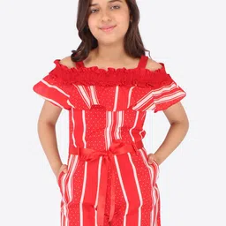 CUTECUMBER Girls Striped Waist Tie-Ups Jumpsuit-picture-37