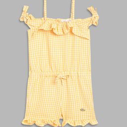 ELLE Girls Yellow Checked Jumpsuit-picture-0