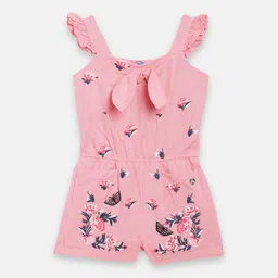Blue Giraffe Girls Pink & Navy Blue Self Design Playsuit-picture-25