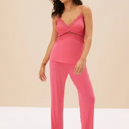 Marks & Spencer V Neck Lace Up Detail Night Suit image 1