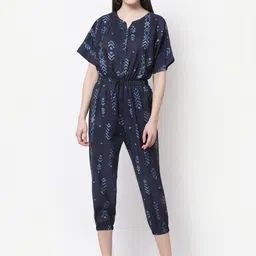BLANC9 Blue Printed Capri Jumpsuit-picture-17