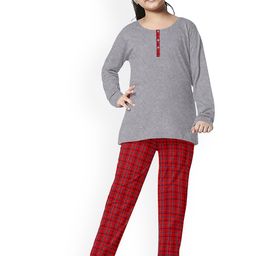 FUNKRAFTS Girls Checks Pure Cotton Night Suit-picture-10