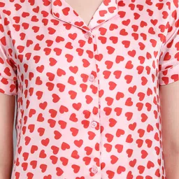 fuchsia PRETTY LOVING THING Women Red & White Printed Night suit image 3