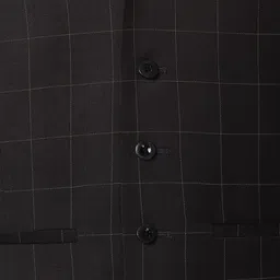 Peter England Elite Men Black Checked Slim-Fit Single-Breasted Formal Suit image 4