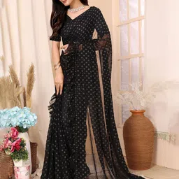 FABMORA Floral Printed Ruffled Saree image 2