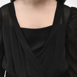 Eavan Girls Square Neck Puff Sleeves Basic Jumpsuit image 3