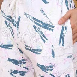 Sweet Dreams White & Grey Abstract Printed Round Neck Night suit image 3