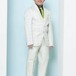 Aj DEZInES Boys Checked Single-Breasted Cotton Five-Piece Party Suit image 2