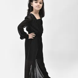 Eavan Girls Square Neck Puff Sleeves Basic Jumpsuit image 2