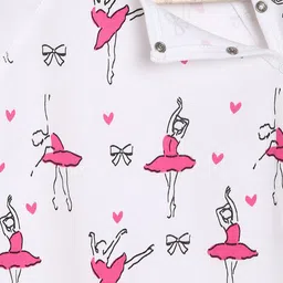 berrytree Infants White & Pink Printed Organic Cotton Sustainable Sleepsuit image 3