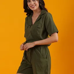 Globus Shirt Collar Waist Tie Ups Playsuit image 2