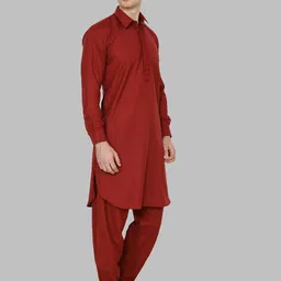 ROYAL KURTA Men Maroon Kurta with Salwar image 5