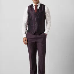 Van Heusen Men Textured 3-Pc Slim Fit Single Breasted Suit image 4