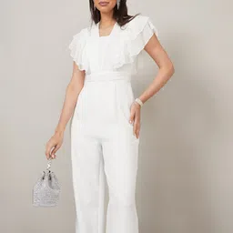 Styli Pleated Basic Jumpsuit with Ruffles image 4