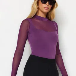 Trendyol Self-Design High Neck Bodysuit image 4