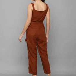 Allen Solly Woman Brown Linen Solid Basic Jumpsuit image 5