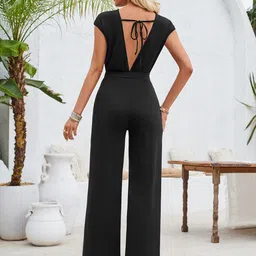 StyleCast Black Round Neck Basic Jumpsuit image 3