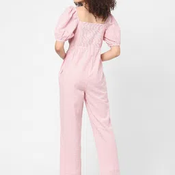 ONLY Pink & White Checked Cotton Basic Jumpsuit image 4
