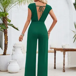 StyleCast Green Round Neck Basic Jumpsuit image 4