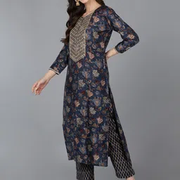 AHIKA Women Floral Embroidered Sequinned Kurta with Trousers & Dupatta image 5