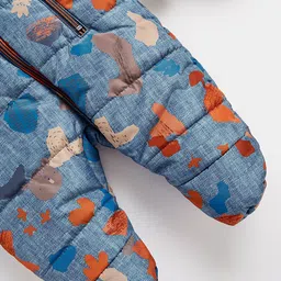 mothercare Infant Kids Abstract Printed Pure Cotton Hooded Snowsuit image 5