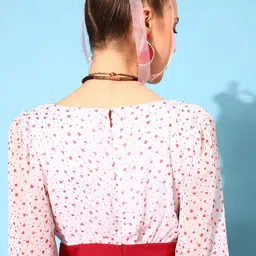 STREET 9 Women Red & White Self Design Printed Basic Jumpsuit image 3