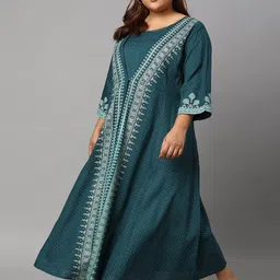 W Blue & White Women Plus Size Printed Basic Jumpsuit image 2