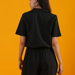 Globus Notched Lapel Waist Tie-Ups Cargo Pocket Utility Playsuit image 5