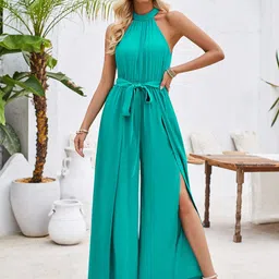 StyleCast Green Halter Neck Basic Jumpsuit image 5