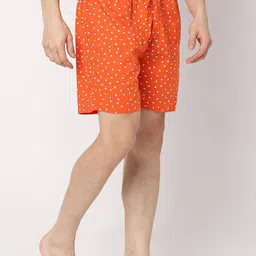 UnderJeans by Spykar Men Printed Mid-Rise Regular Fit Lounge Shorts image 3