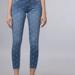 Tokyo Talkies Women Blue Skinny Fit Printed High-Rise Clean Look Cropped Stretchable Jeans-image-38