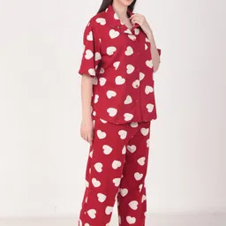 Masha Conversational Printed Lapel Collar Neck Short Sleeves Pure Cotton Shirt & Pyjamas image 3