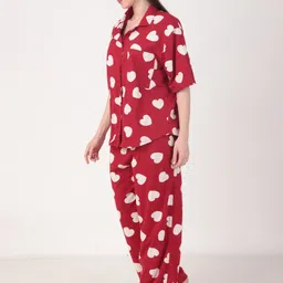 Masha Conversational Printed Lapel Collar Neck Short Sleeves Pure Cotton Shirt & Pyjamas image 4