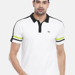 Ajile by Pantaloons Men White & Black Colourblocked Polo Collar Slim Fit Running T-shirt-picture-22