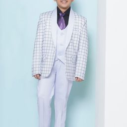 Aj DEZInES Boys Checked Single-Breasted Cotton Five-Piece Party Suit-picture-16