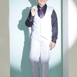 Aj DEZInES Boys Checked Single-Breasted Cotton Five-Piece Party Suit image 2