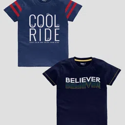 BAESD Boys Pack Of 2 Slim Fit Typography Printed Pure Cotton Casual T-shirt-picture-32