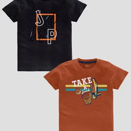 BAESD Boys Pack Of 2 Slim Fit Typography Printed Pure Cotton Casual T-shirt-picture-29