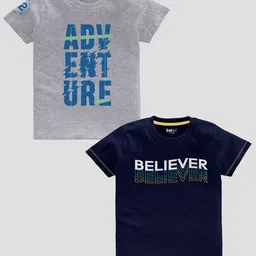 BAESD Boys Pack Of 2 Slim Fit Typography Printed Pure Cotton Casual T-shirt-picture-34