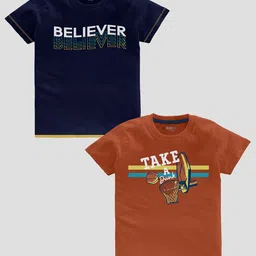 BAESD Boys Pack Of 2 Slim Fit Typography Printed Pure Cotton Casual T-shirt-picture-40